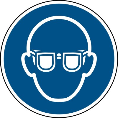 Señal adhesiva ISO Uso obligatorio de gafas Brady | MicroPlanet