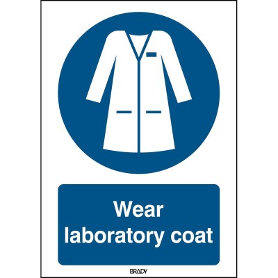 Señal adhesiva ISO Uso obligatorio de bata de laboratorio | MicroPlanet