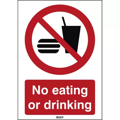 Señal adhesiva ISO Prohibido comer o beber Brady | MicroPlanet
