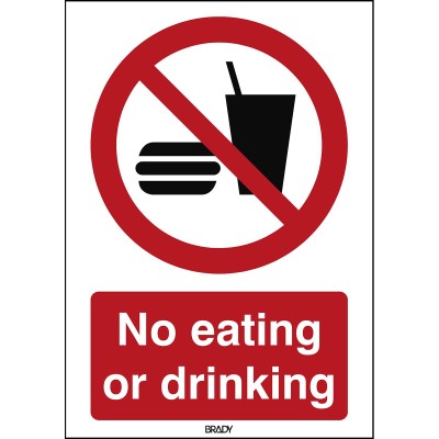 Señal adhesiva ISO Prohibido comer o beber Brady | MicroPlanet
